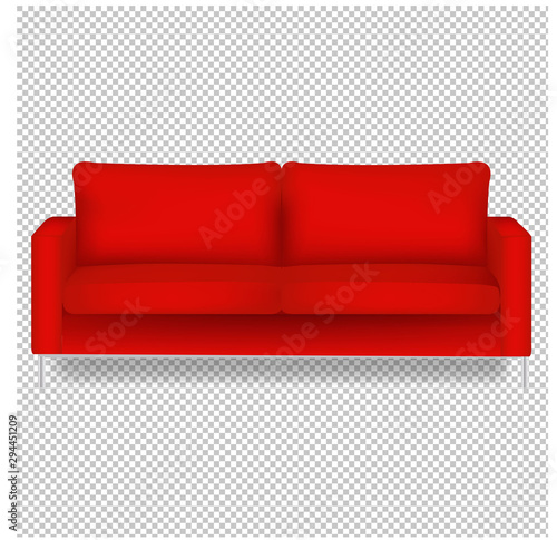 Red Sofa Isolated Transparent Background