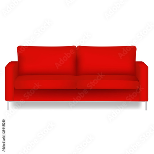 Red Sofa Isolated White Background