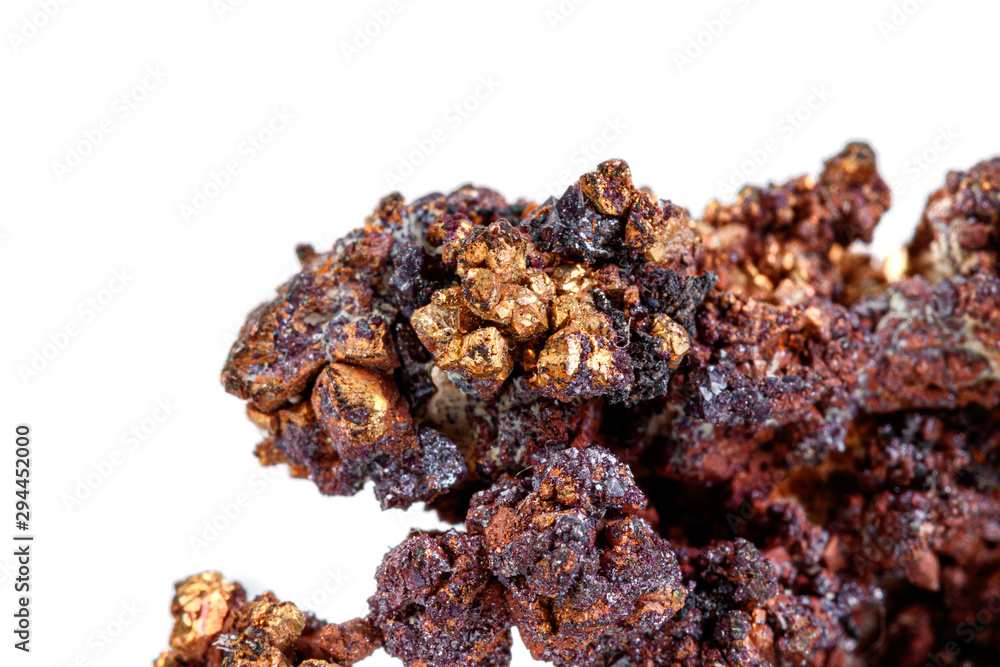 macro mineral stone copper with cuprite on a white background macro mineral stone copper with cuprite on a white background