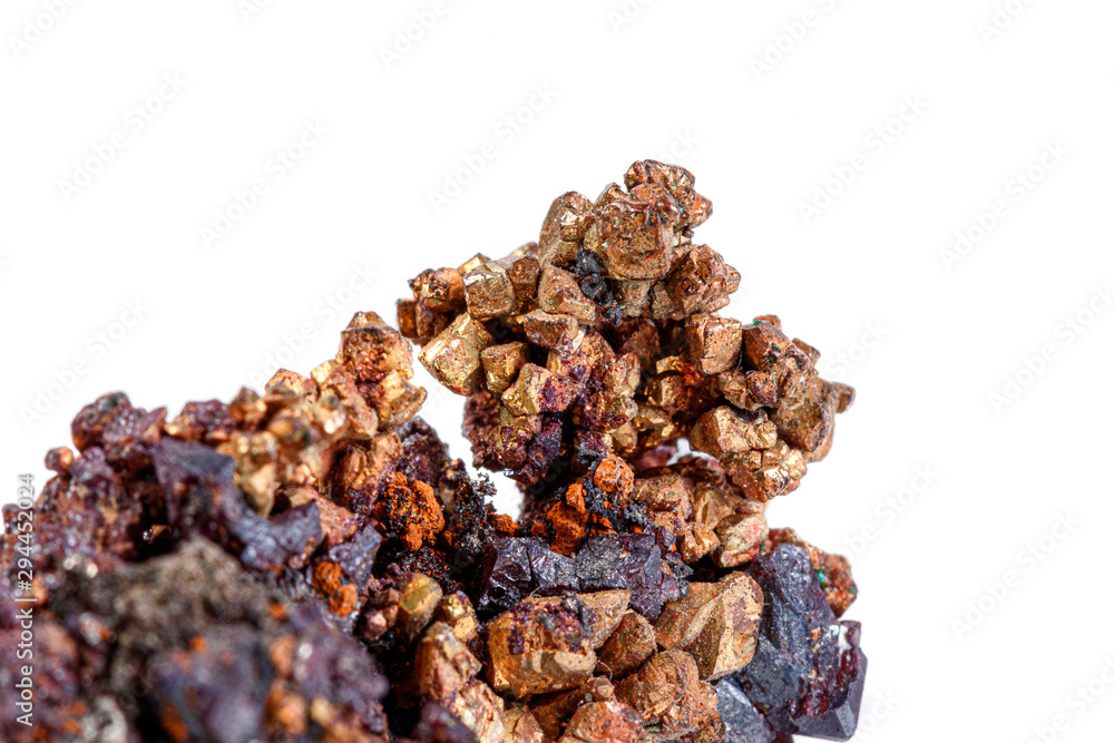 Obraz premium macro mineral stone copper with cuprite on a white background