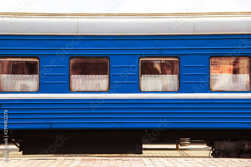 Train's wagon on railway station side view