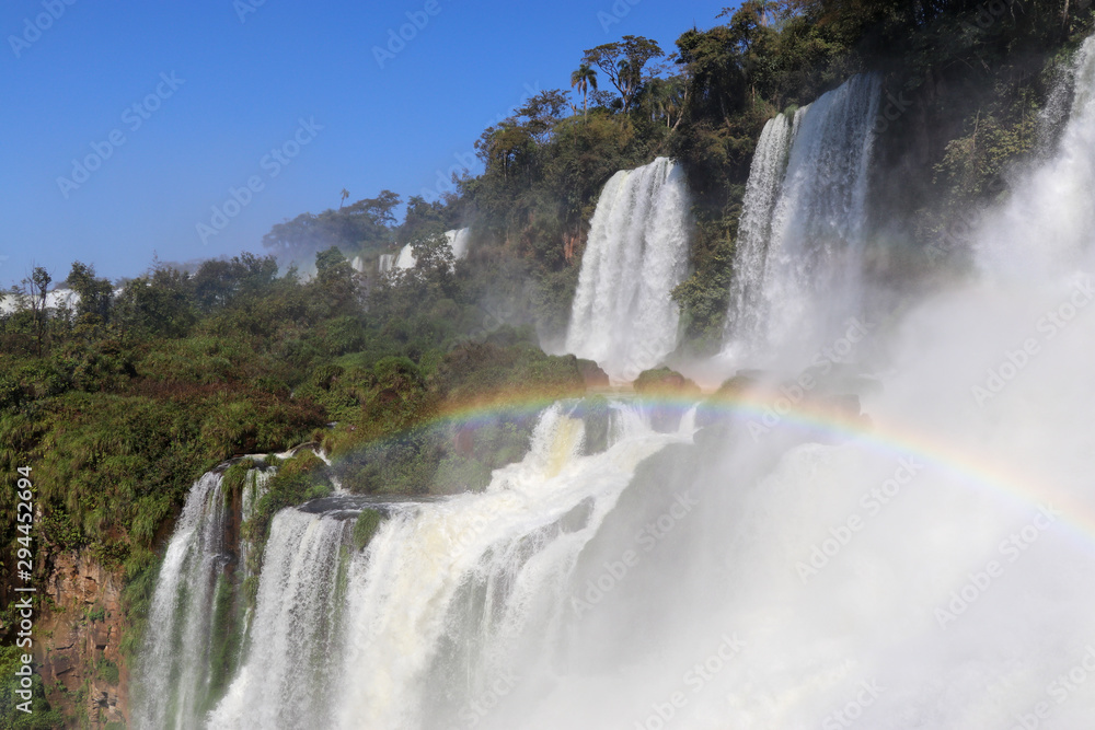 Beautiful Argentina - Iguazú Falls - Argentinian side - blue skies, huge powerful waterfalls and amazing wildlife (Iguaçu Falls / Butterflies / walkways / over and under / Argentina)