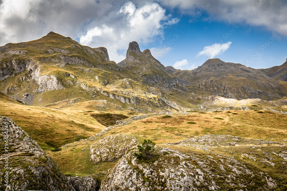 high peaks of pourtalet mountain pass in pyrenees, spain and france high peaks of pourtalet mountain pass in pyrenees, spain and france