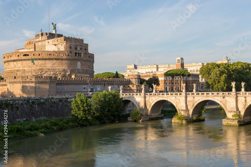 Castle of the Holy Angel and the bridge - architectural monuments on the banks of the Tiber in the center of Rome