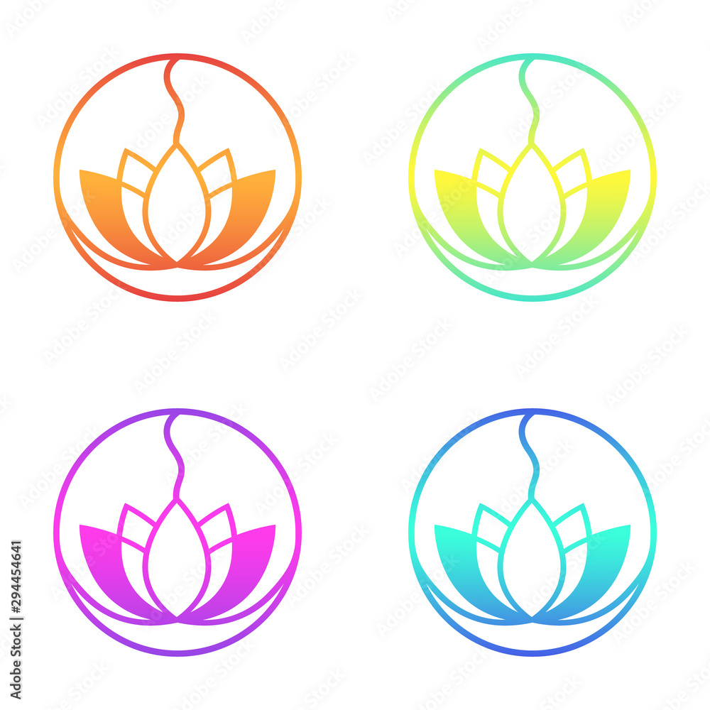 Set of four colorful lotus logo