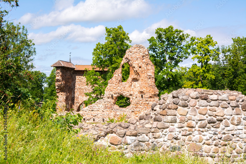 View of ruins of The Viljandi Castle, Estonia