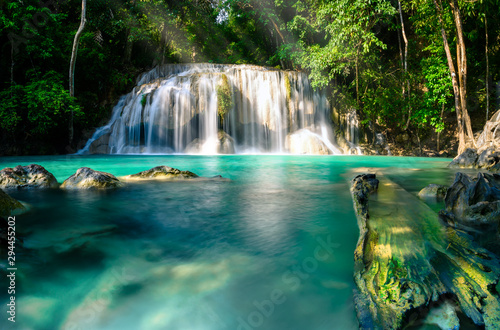 Erawan waterfall  the most beautiful waterfall in Thailand And is popular with tourists In Chang Chai  Kanchanaburi  Thailand