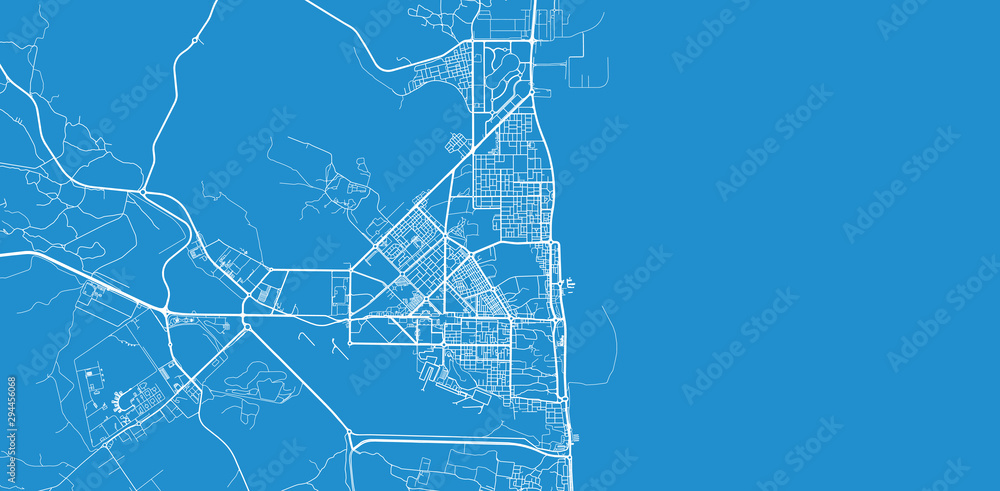 Urban vector city map of Fujairah, United Arab Emirates