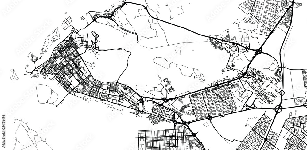 Urban vector city map of Abu Dhabi, United Arab Emirates
