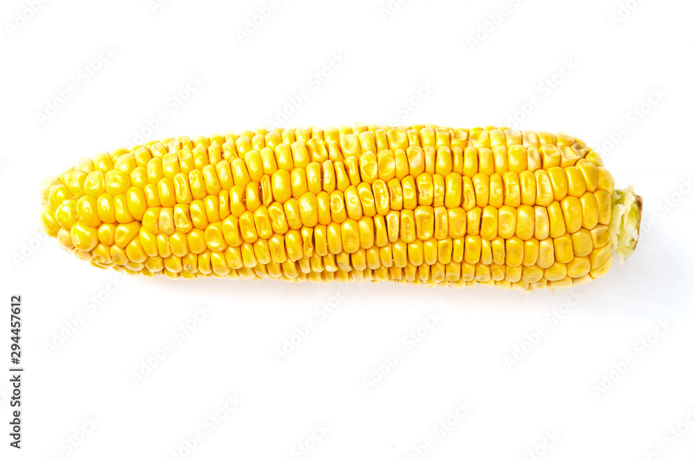 Raw sweet corn cob on white background Raw sweet corn cob on white background
