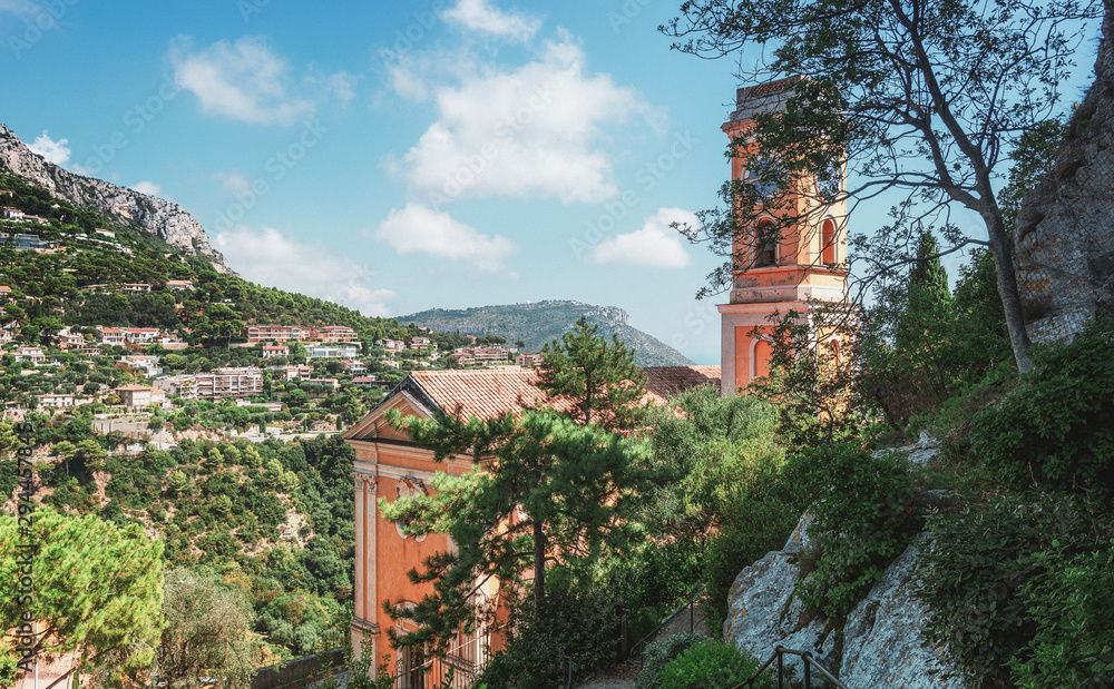Obraz premium The old neo-classicism church Notre Dame de l'Assomption of the medieval village of Eze in France