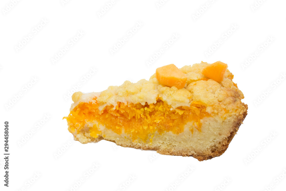 Pumpkin pie on a white background, autumn concept Pumpkin pie on a white background, autumn concept