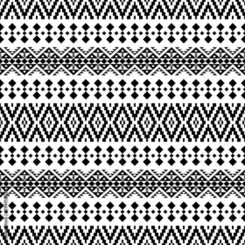 Seamless Etnic Pattern in black and white color. BW Tribal Aztec Pattern