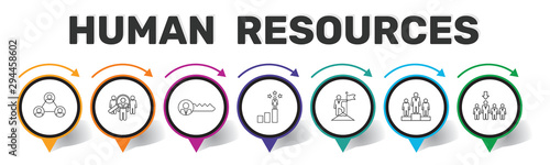 Human Resources Infographics vector design. Timeline concept include searching, resume, global search icons. Can be used for report, presentation, diagram, web design