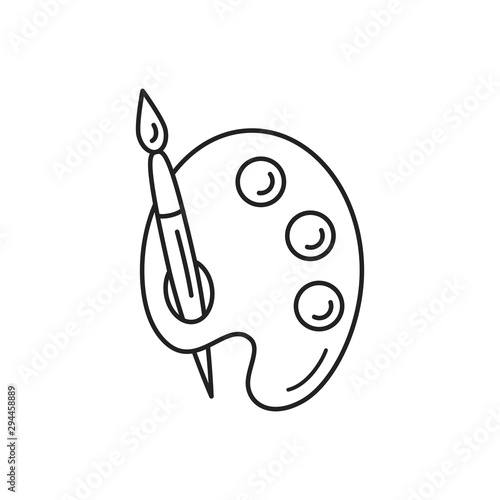 Palette icon, Art icon, vector illustration. Color palette and paint brush symbol, drawing, design sign. Creative paint