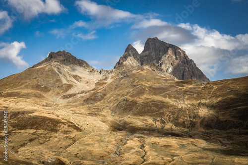 high peaks of pourtalet mountain pass in pyrenees, spain and france