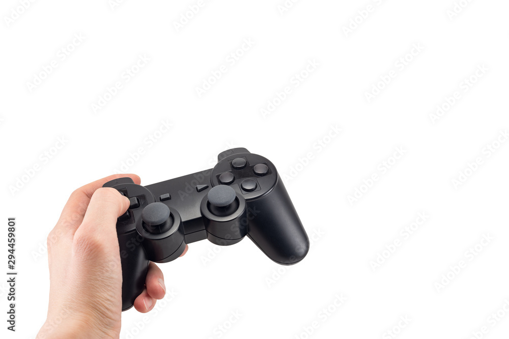 joystick gamepad in the player's hands isolated on white background joystick gamepad in the player's hands isolated on white background