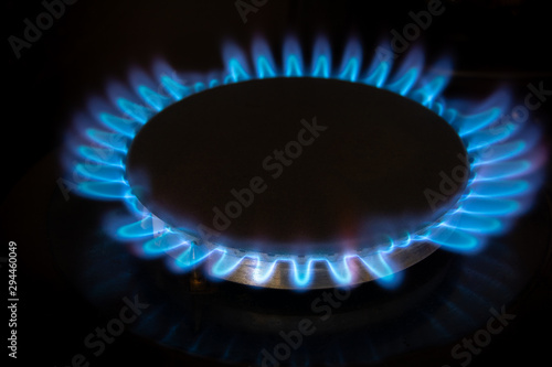 gas stove burner close-up, gas energy concept © daniiD