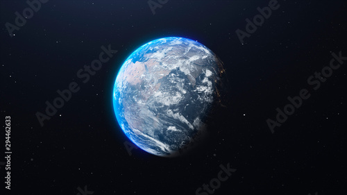 Earth blue planet in space. 3d illustration for science, astronomy and business.