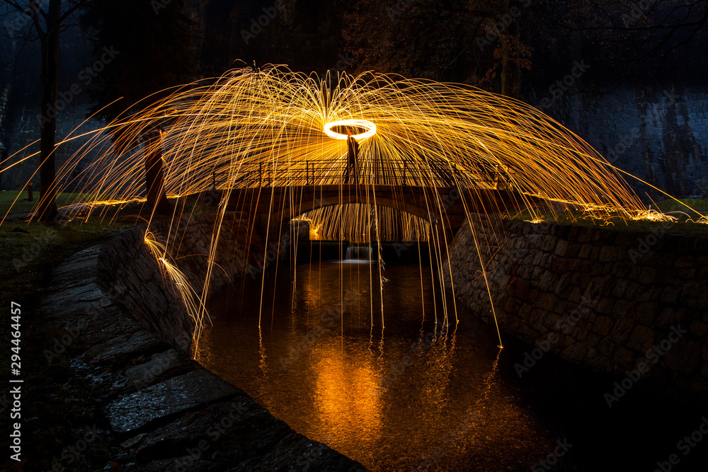 Steel Wool Art on a reservoir bridge in Jablonec nad Nisou