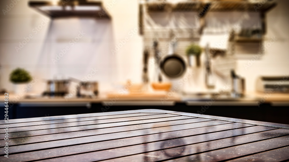 Brown wooden kitchen table and free space for your decoration. Brown wooden kitchen table and free space for your decoration.