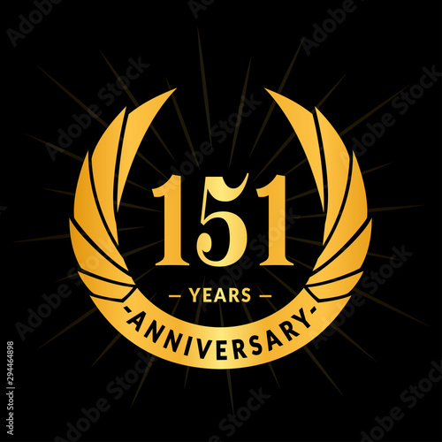 151 years anniversary celebration logotype. Elegant anniversary design. One hundred and fifty-one years logo.