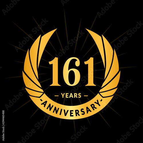 161 years anniversary celebration logotype. Elegant anniversary design. One hundred and sixty-one years logo.