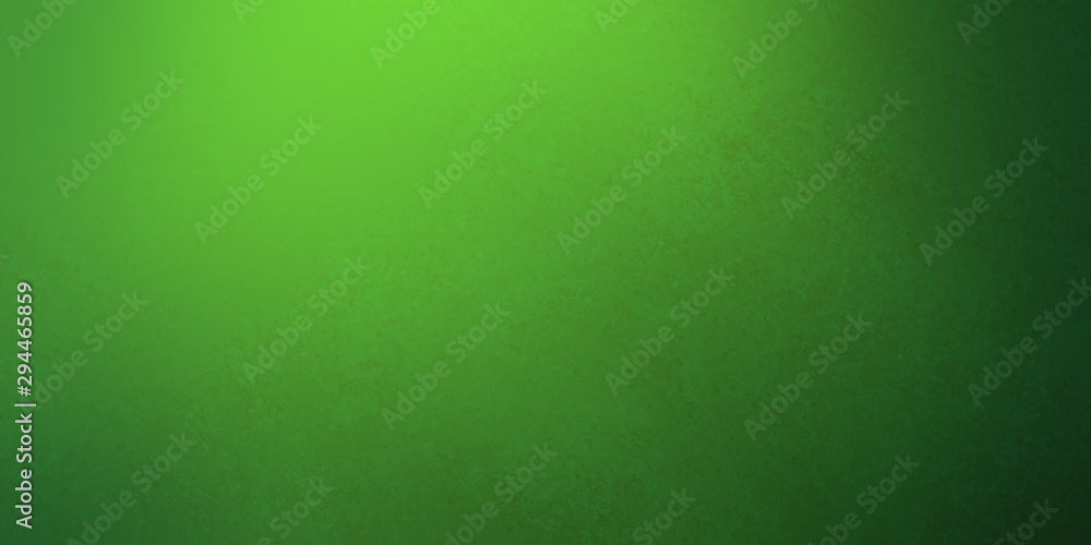 Fototapeta premium Green background with bright corner light and dark black border with abstract old vintage texture design