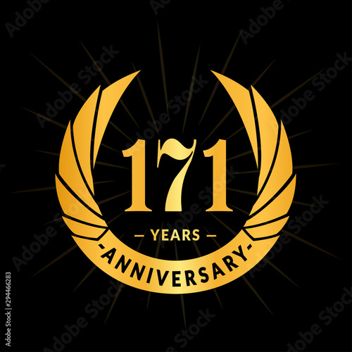 171 years anniversary celebration logotype. Elegant anniversary design. One hundred and seventy-one years logo.