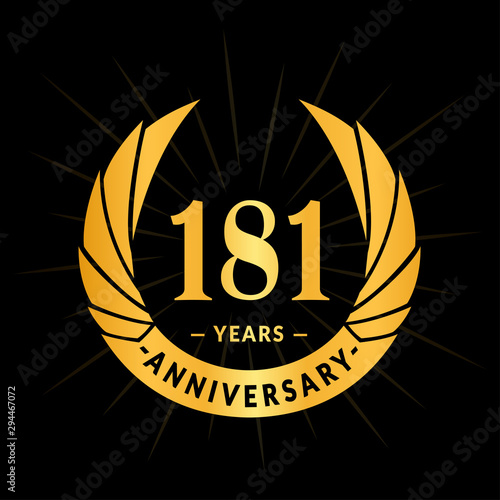 181 years anniversary celebration logotype. Elegant anniversary design. One hundred and eighty-one years logo.