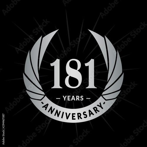 181 years anniversary celebration logotype. Elegant anniversary design. One hundred and eighty-one years logo.