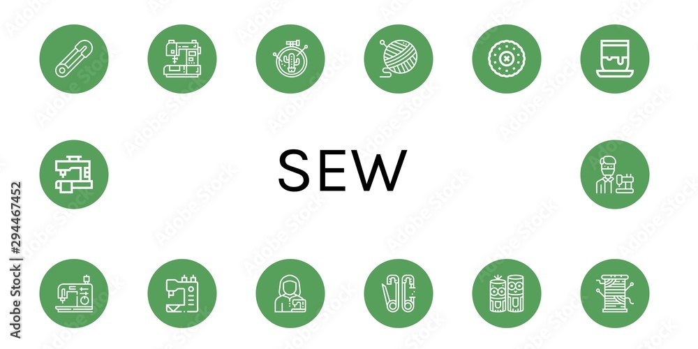 Set of sew icons such as Safety pin, Sewing machine, Embroidery, Yarn, Handicrafts, Tailor, Model craft, Thread , sew Set of sew icons such as Safety pin, Sewing machine, Embroidery, Yarn, Handicrafts, Tailor, Model craft, Thread , sew