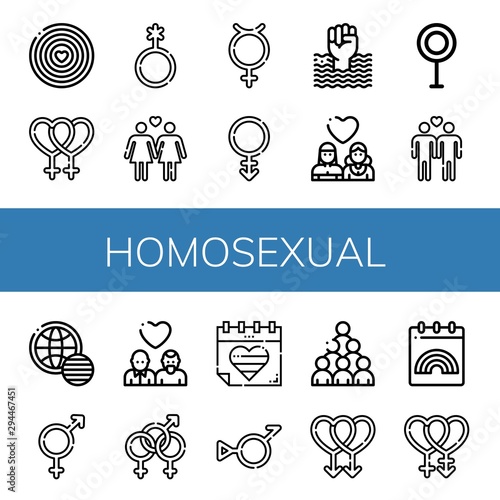Set of homosexual icons such as World pride day, Lesbian, Genderqueer, Hermaphrodite, Androgyne, Transvestite, Gay, Bigender, Bisexual , homosexual