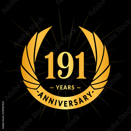 191 years anniversary celebration logotype. Elegant anniversary design. One hundred and ninety-one years logo.
