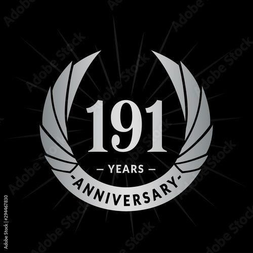 191 years anniversary celebration logotype. Elegant anniversary design. One hundred and ninety-one years logo.