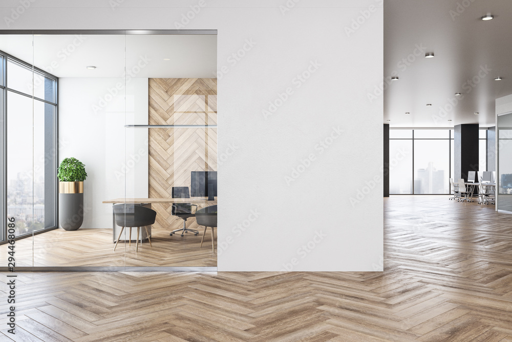 Contemporary office interior with empty copyspace - obrazy, fototapety, plakaty 