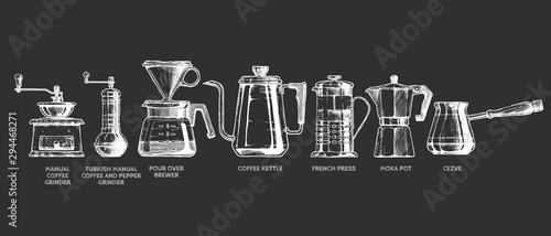 Set of Coffee preparation