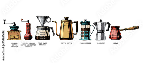 Set of Coffee preparation