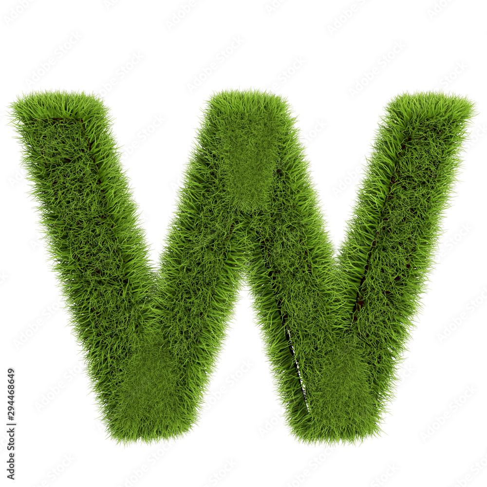 Green Grass Letter W isolated On White Background. Font For Your Design ...