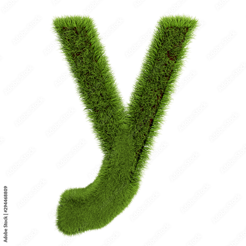 Green Grass Letter Y isolated On White Background. Font For Your Design. 3D Illustration Green Grass Letter Y isolated On White Background. Font For Your Design. 3D Illustration