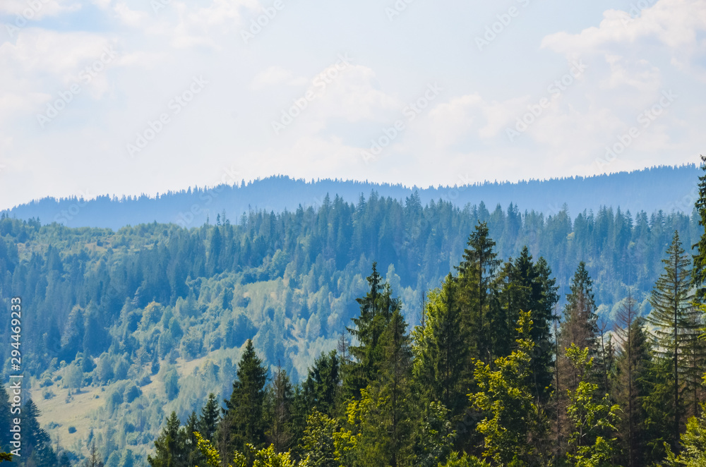 Carpathian Mountains landscape in the autumn season in the sunny day