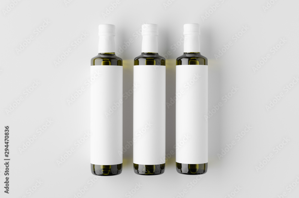 Olive / sunflower / sesame oil bottle mockup. Top view, blank label. Olive / sunflower / sesame oil bottle mockup. Top view, blank label.