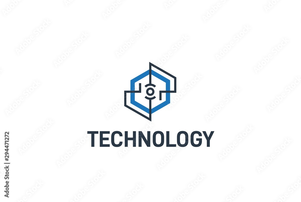 Abstract geometric hexagon connection line technology logo design vector template Abstract geometric hexagon connection line technology logo design vector template