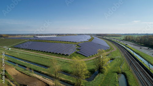 Aerial photography of modern large-scale photovoltaic solar panels