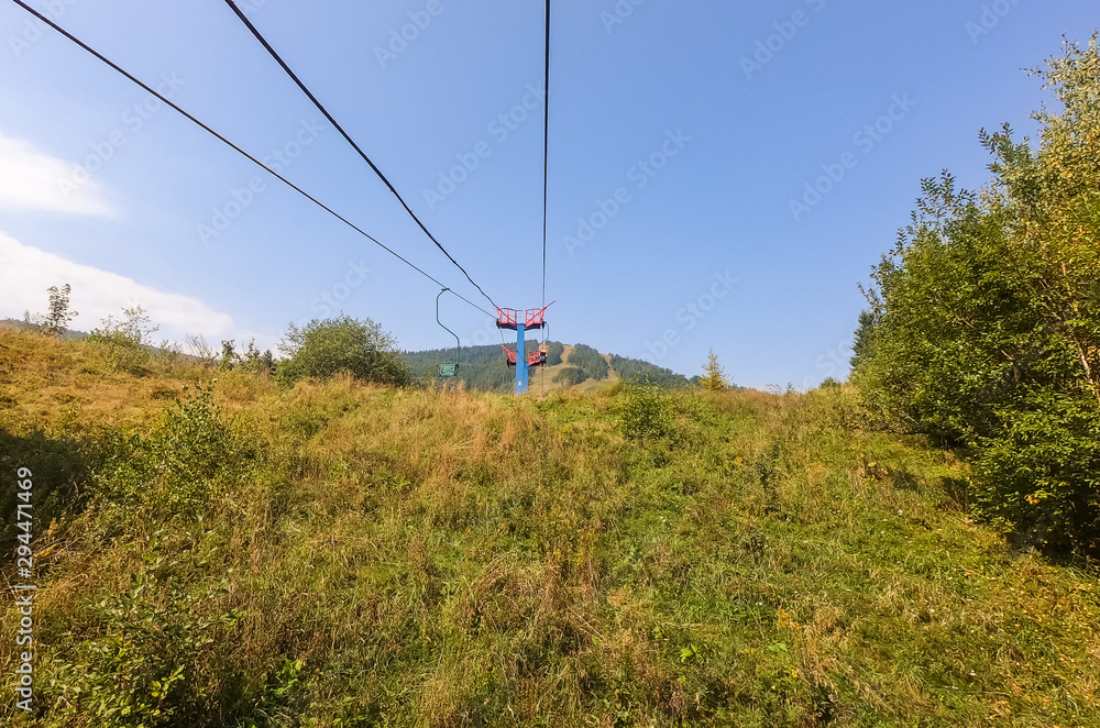 Carpathian Mountains landscape in the autumn season in the sunny day