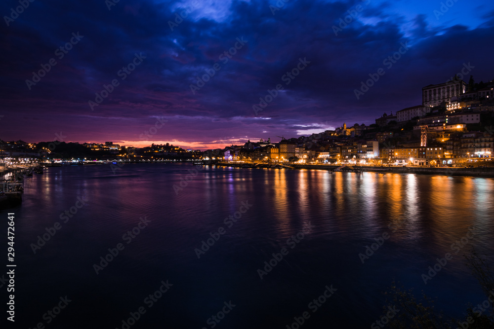 Baie de Porto, Portugal, vue de nuit