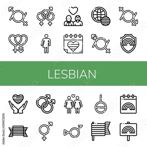 Set of lesbian icons such as Gender fluid, Bisexual, Bigender, Gay, World pride day, Pride, Lesbian, Genderless , lesbian