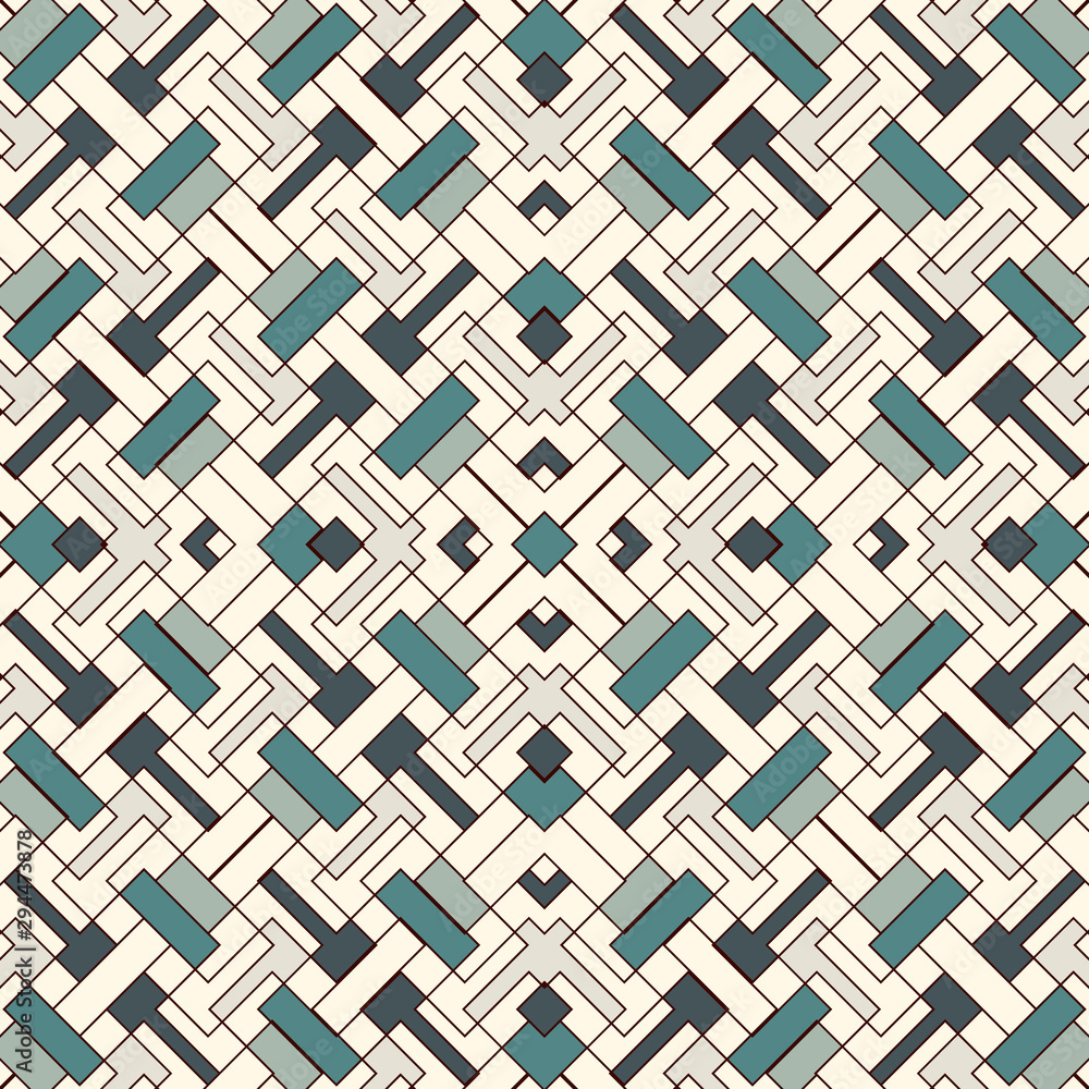 Overlapping rectangles and squares background. Seamless pattern design with repeated overlay geometric figures. Overlapping rectangles and squares background. Seamless pattern design with repeated overlay geometric figures.