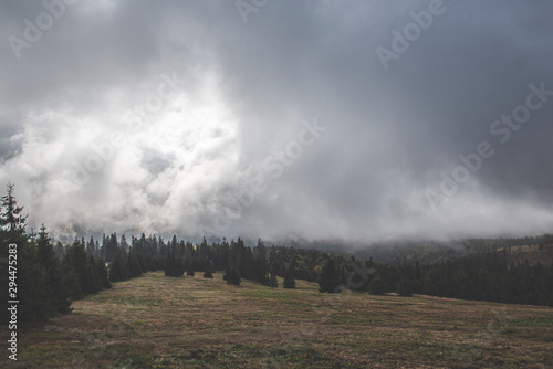 fog over a mountain landscape
