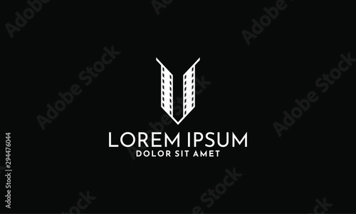 Initial letter V or Y logo template with straight roll film symbol in flat design monogram illustration